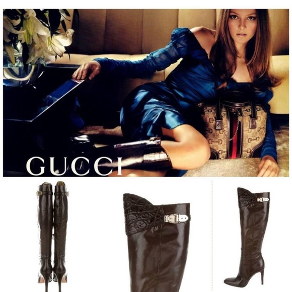 TOM FORD FOR GUCCI RARE ALLIGATOR KNEE HIGH BOOTS! - Picture 6 of 6